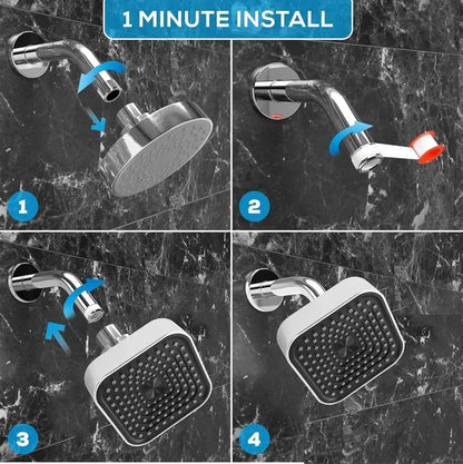 Alpha Wave (4x4 Inches) ABS Chrome Black Finish Overhead Shower With Arm (9 Inch)