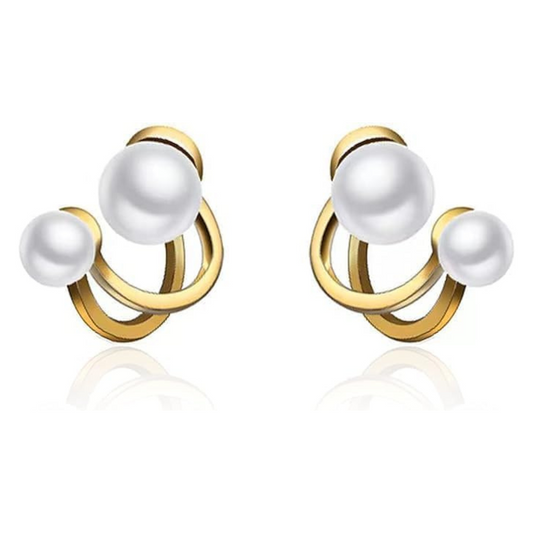 Double Pearl Stud Earring-soristyle
